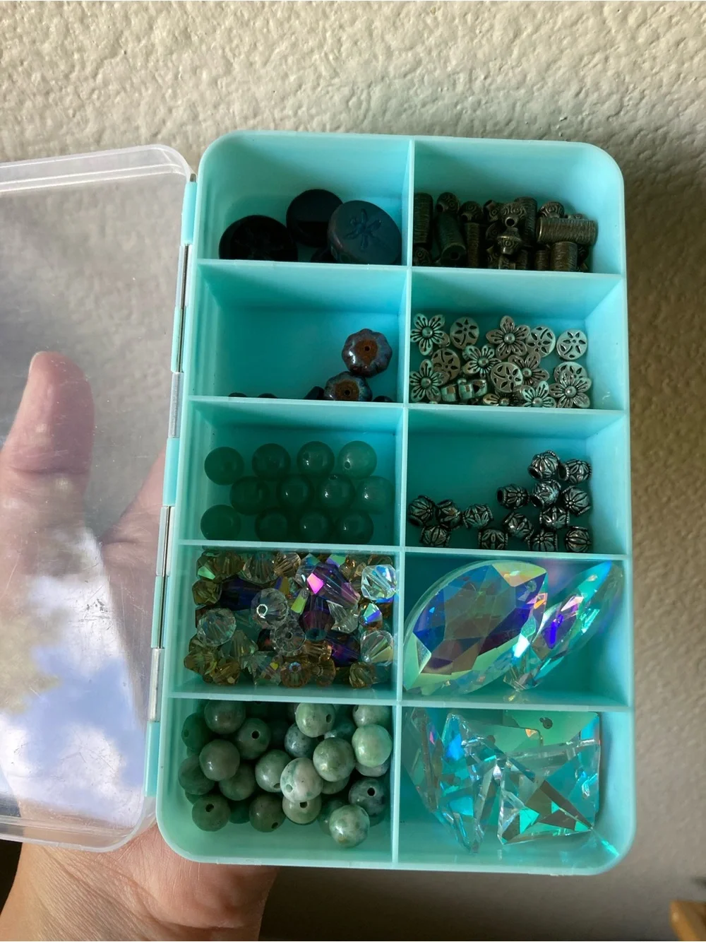 Czech Glass ,AB, Stone and Metal Bead Mix with Organizer